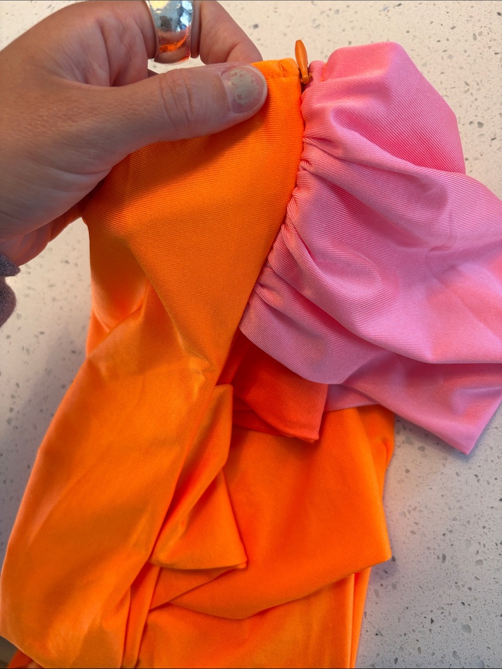 Amazon Strapless Pink and Orange Cutout Maxi Dress - Picture 3 of 5
